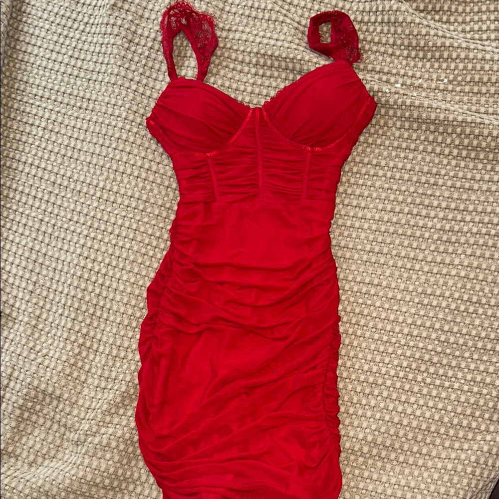 Elegant Red Ruched Dress